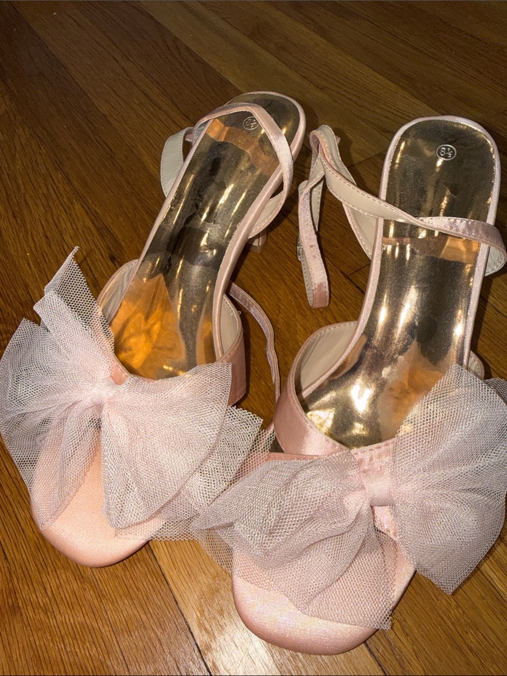 Women’s Pink Satin Bow Slingback Heels